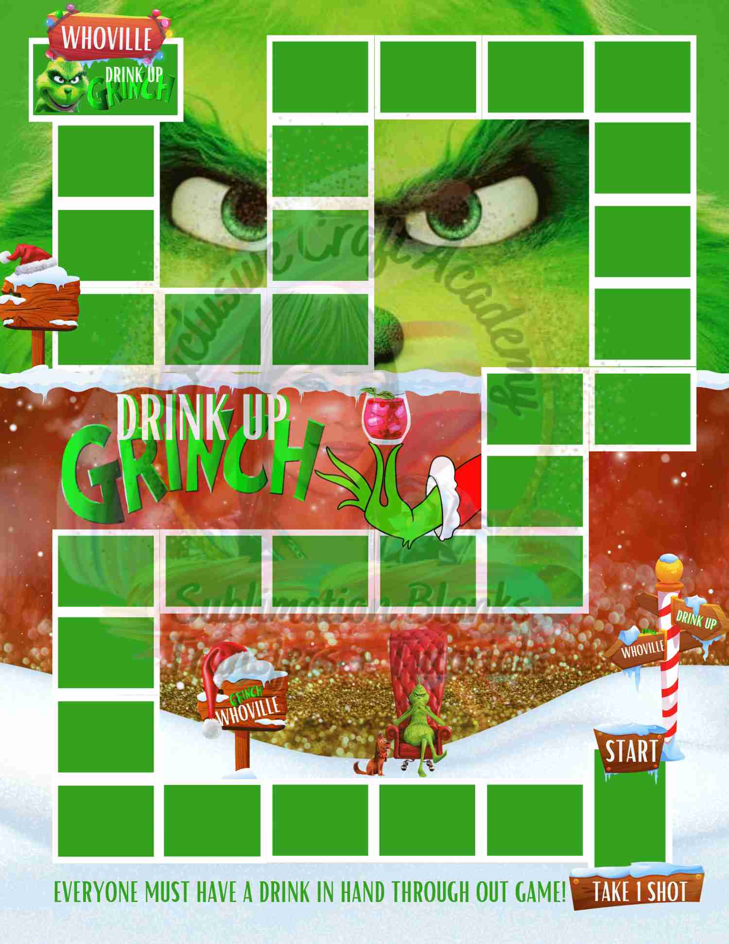 Drink Up Grinch Board Game PNG Digital Files