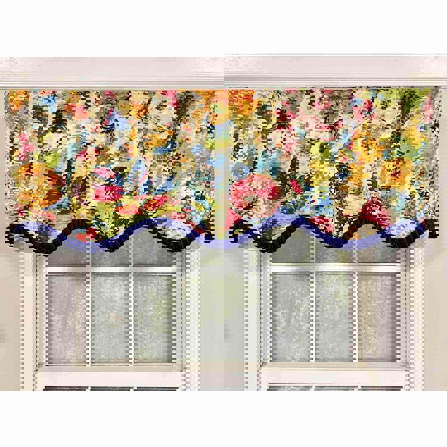 Martella Ruffled Provance 3 Rod Pocket Valance 50 x 16 Multicolor