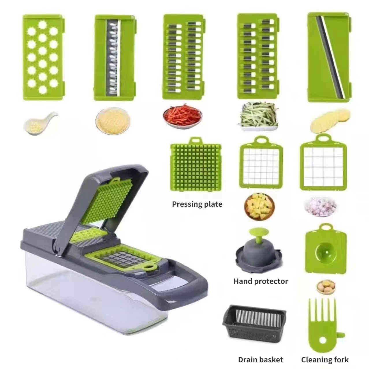 12 in 1 Multifunctional Vegetable Slicer Cutter Shredder with Basket