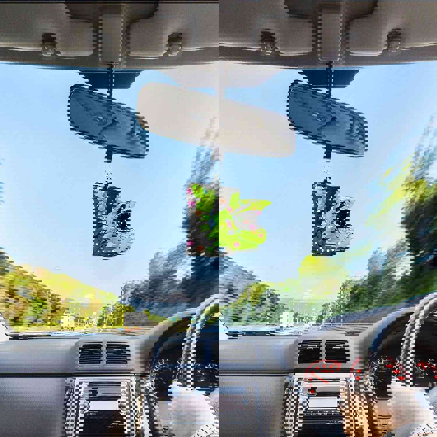 Creative Motor Boots Helmet Christmas Hanging Ornament for Car Rear View Mirror Decoration