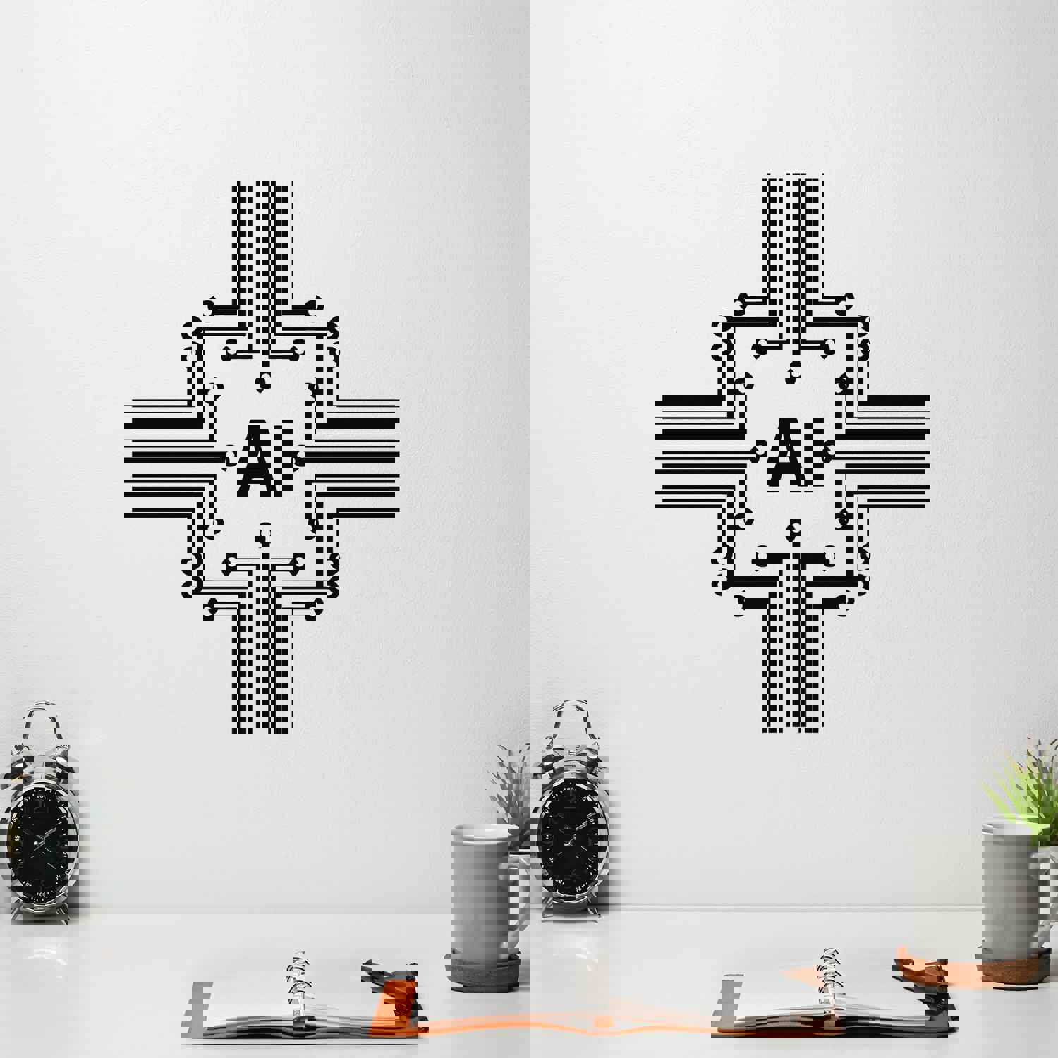 Vinyl Wall Decal Artificial Intelligence Microchip Web AI Decor Stickers Mural