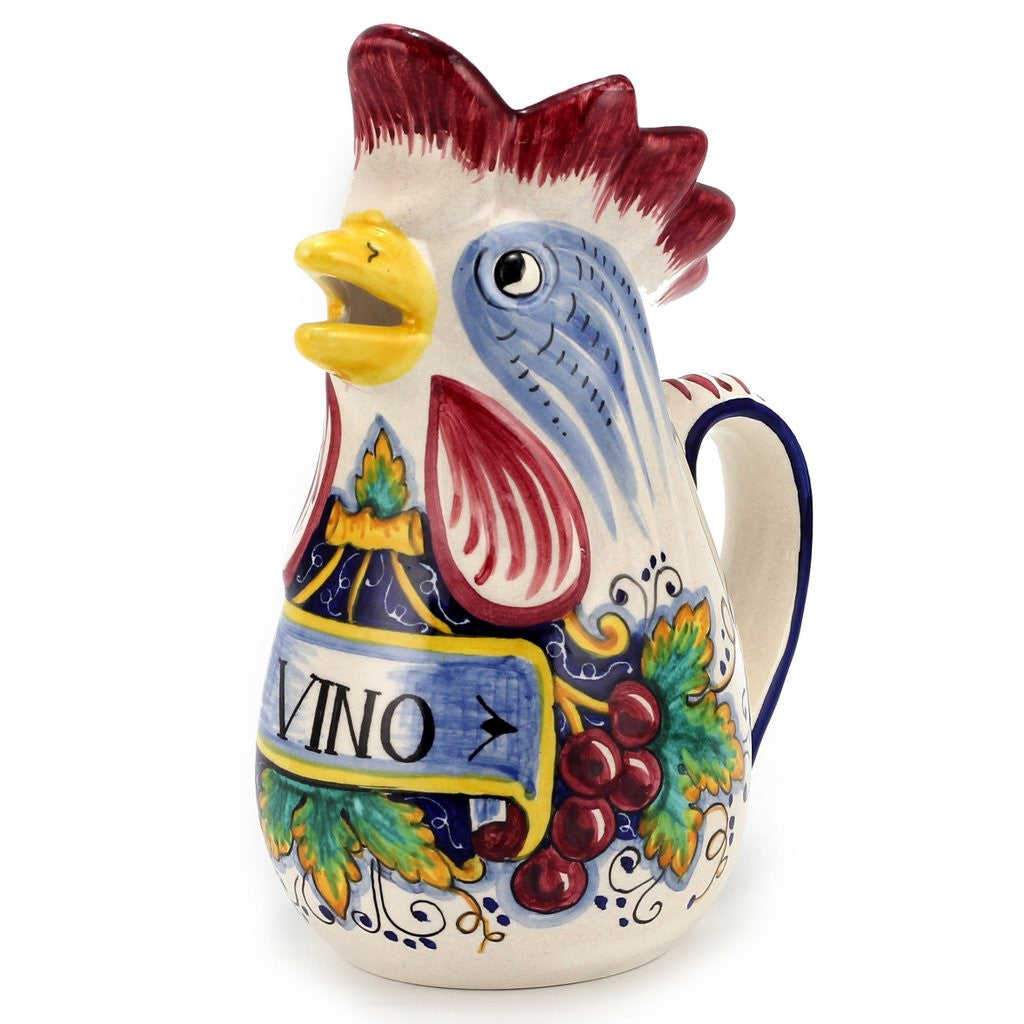 IN VINO VERITAS: Traditional Italian Rooster of Fortune Wine Pitcher (1.5 Liter)