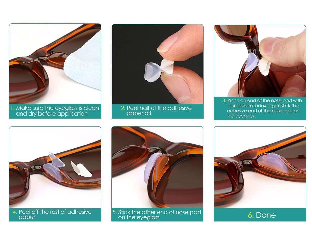 10 Pairs Anti-Slip Silicone Nose Pads for Eyeglasses (2.5mm)