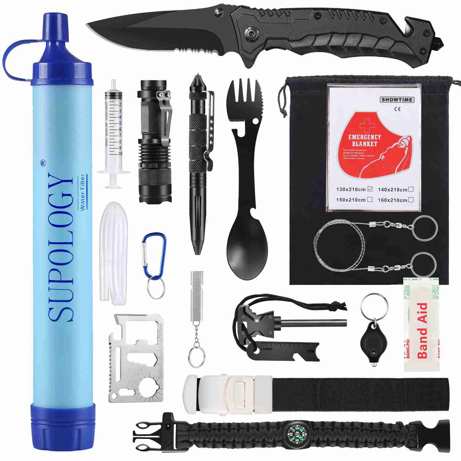 SUPOLOGY 23-in-1 Emergency Survival Gear Kit for Outdoor Adventures