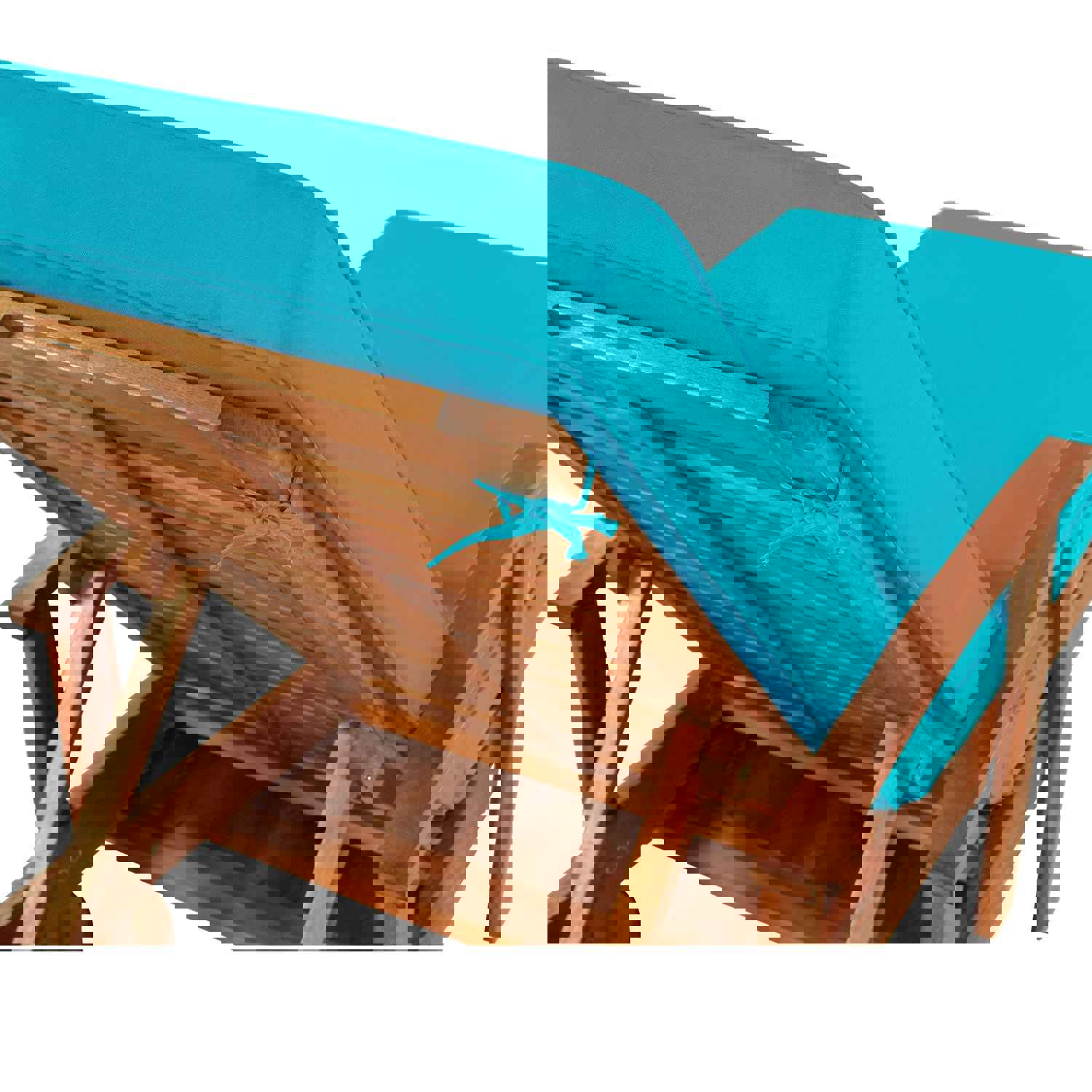 TOPMAX Outdoor Solid Wood 78.8 Chaise Lounge Patio Reclining Daybed with Cushion, Wheels and Sliding Cup Table