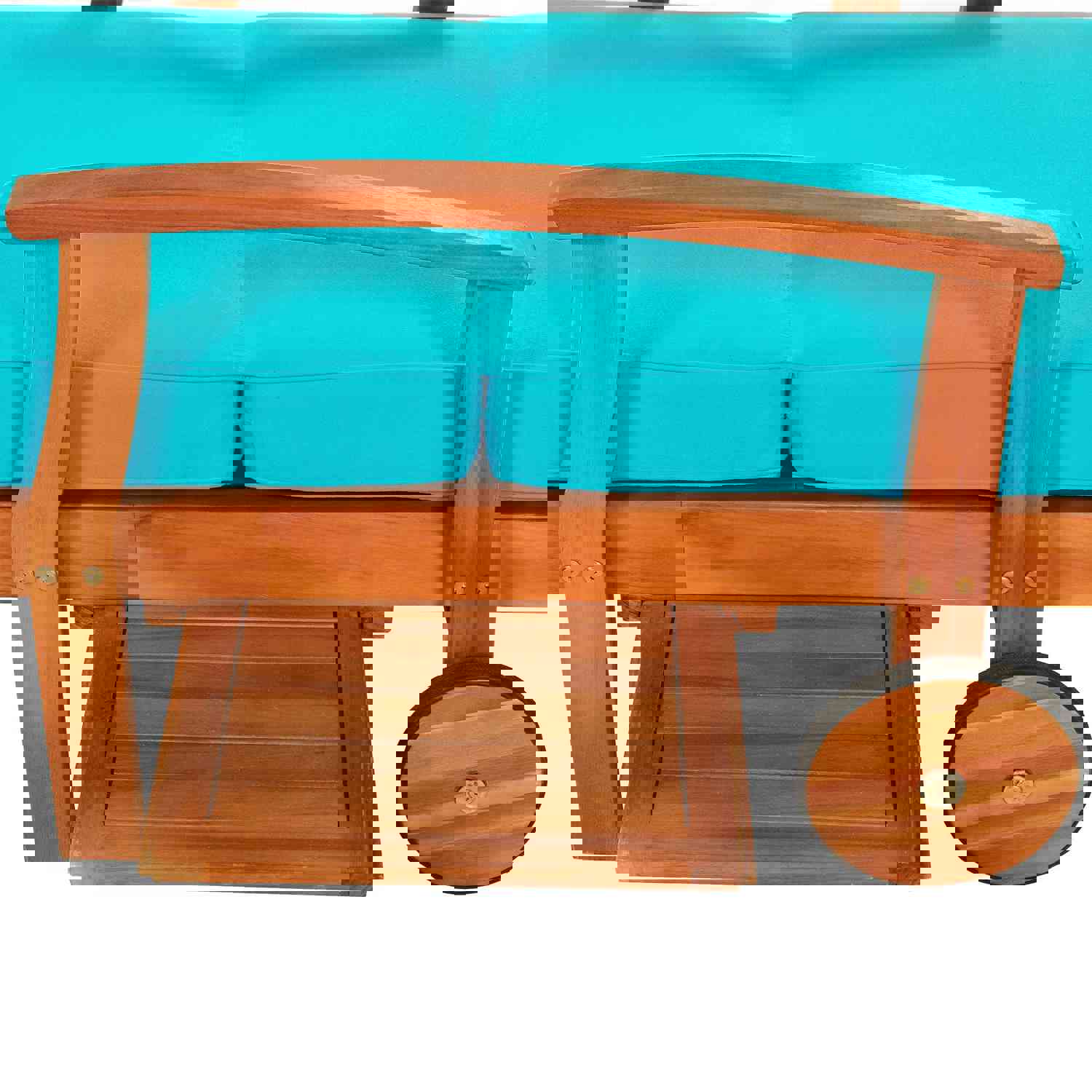 TOPMAX Outdoor Solid Wood 78.8 Chaise Lounge Patio Reclining Daybed with Cushion, Wheels and Sliding Cup Table