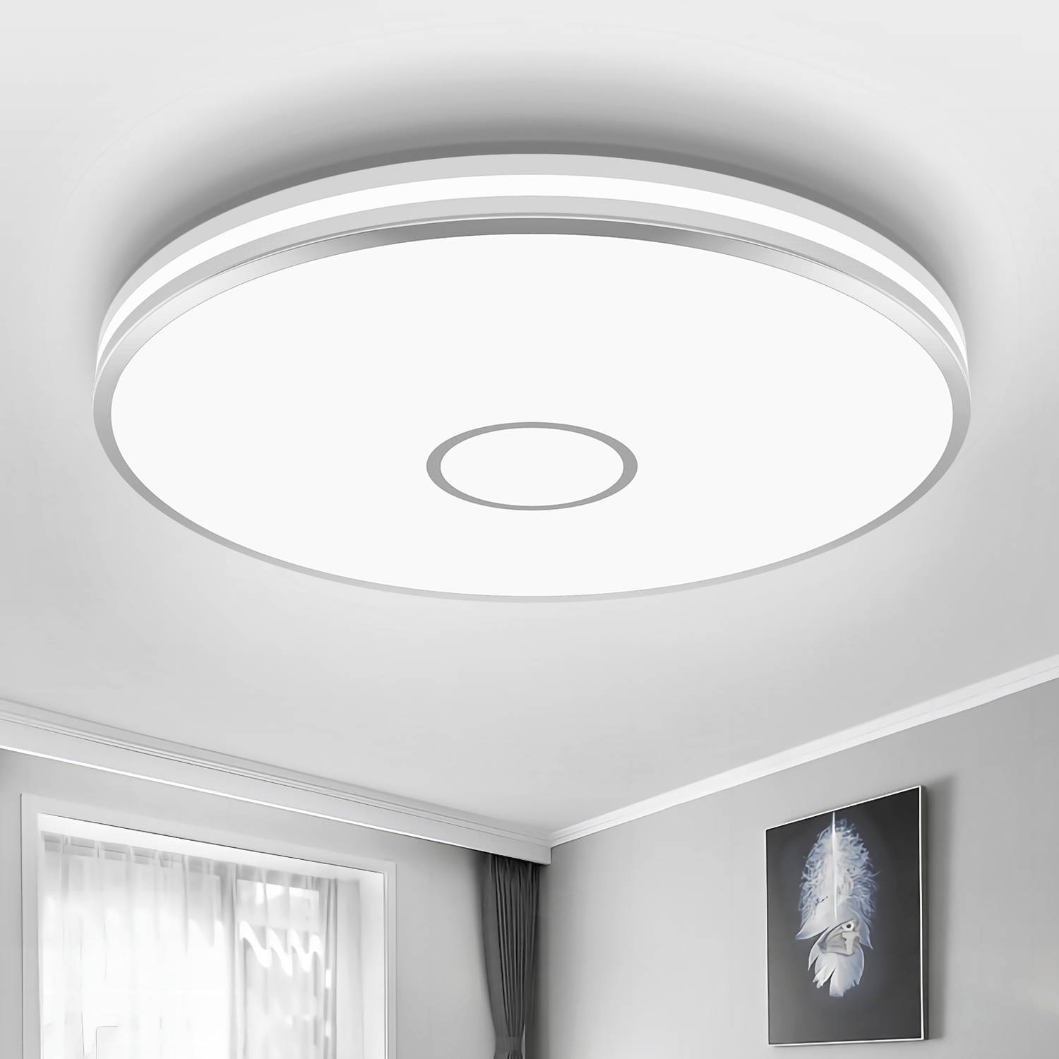Ultra-Bright 15-Inch Square LED Flush Mount Ceiling Light - 40W, 3800 Lumens, 5000K Daylight, IP44 Waterproof