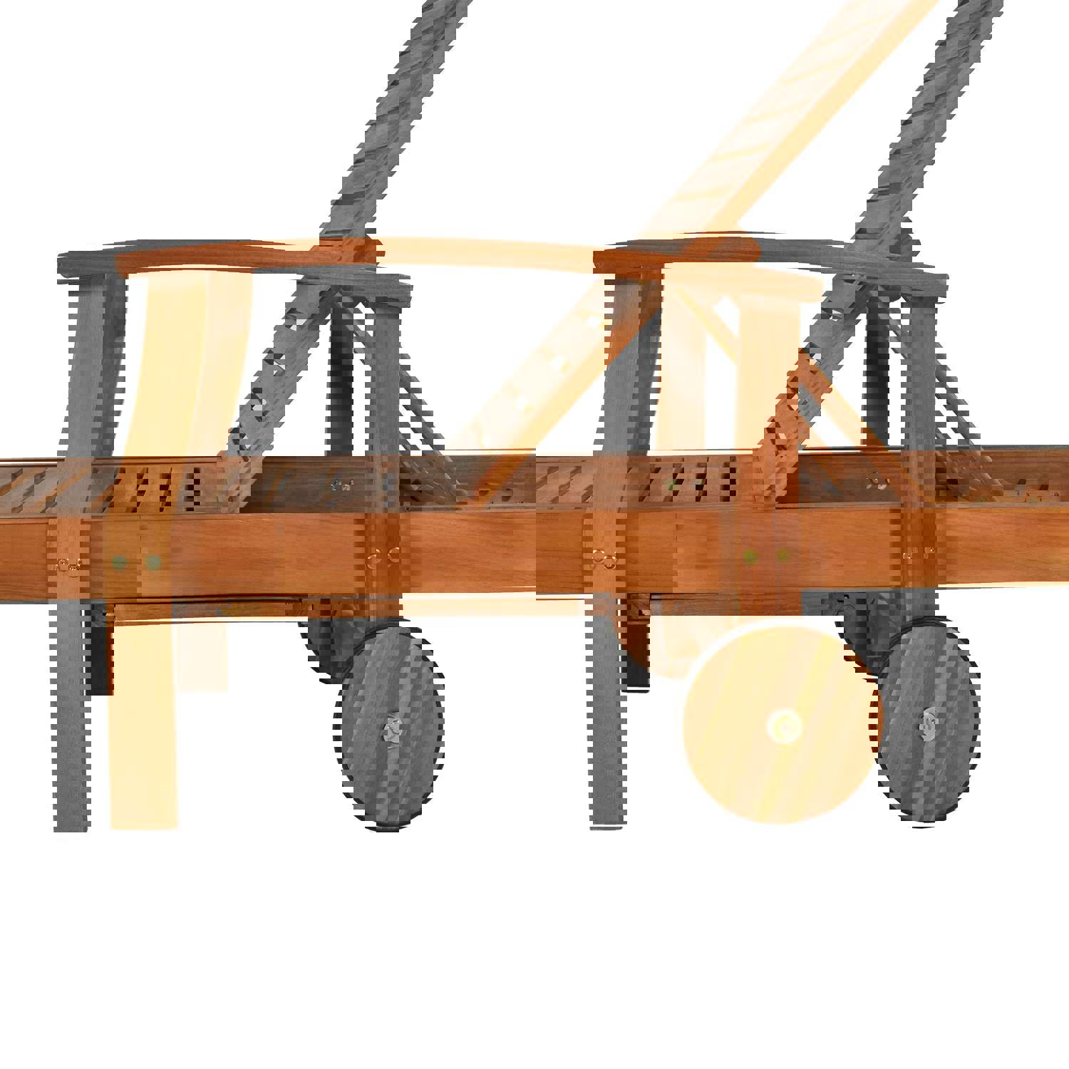 TOPMAX Outdoor Solid Wood 78.8 Chaise Lounge Patio Reclining Daybed with Cushion, Wheels and Sliding Cup Table