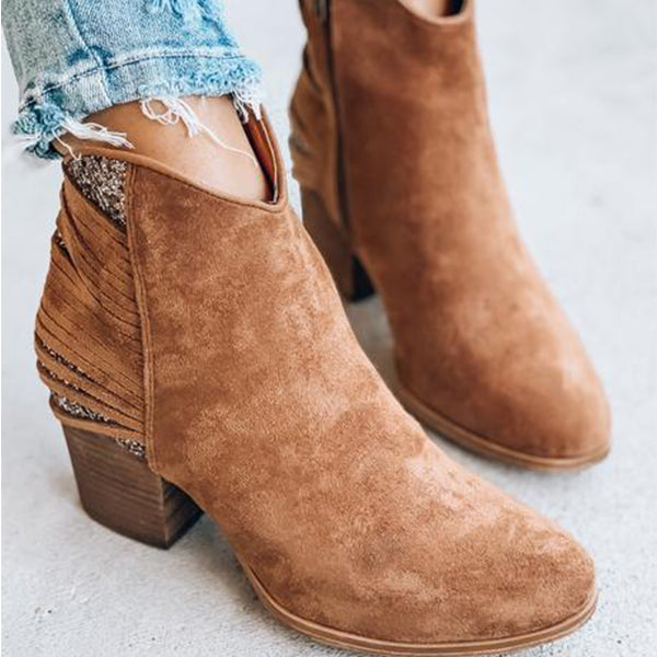Corashoes Daily Suede Pointed Toe Ankle Boots