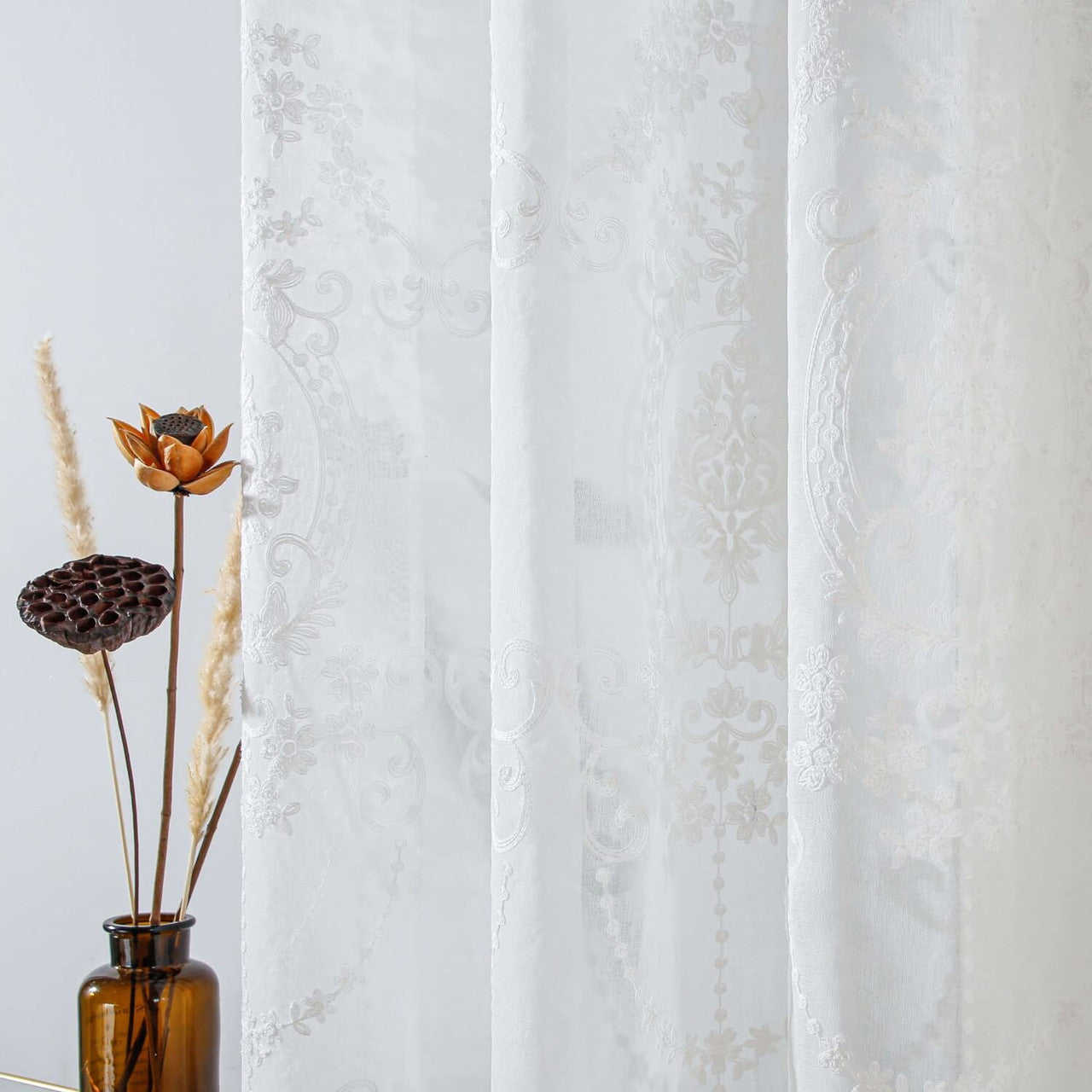 White Sheer Curtain Panels - Dolce Mela - Idra 60x100H