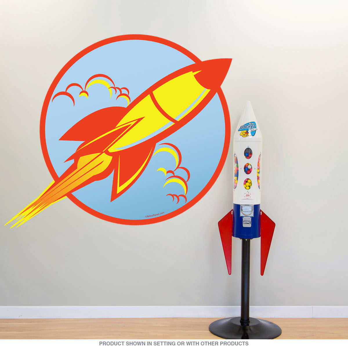 Space Ship 50s Style Rocket Wall Decal - Vintage Retro Design for Kids and Sci-Fi Fans