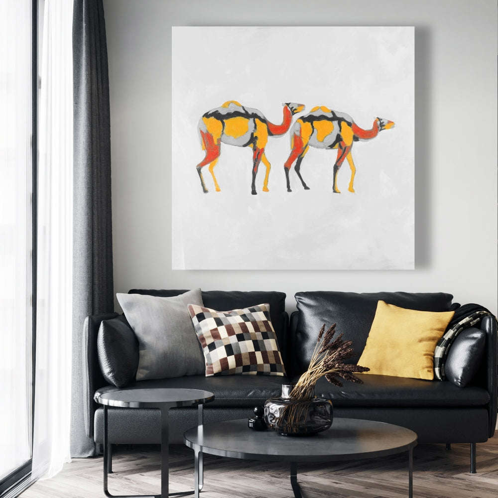 Abstract Dromedaries Fine Art Gallery Wrapped Canvas 36x36