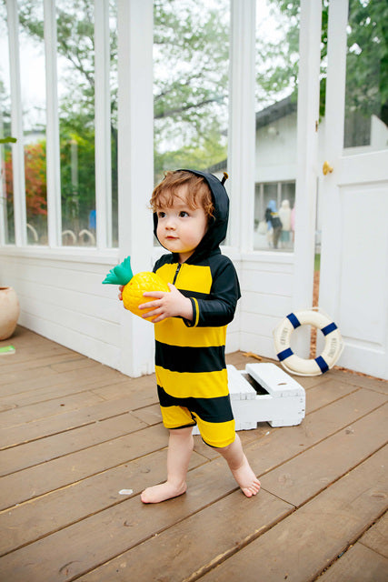 Honeybee Yellow Hoodie Baby 3/4 Sleeve Swimsuit
