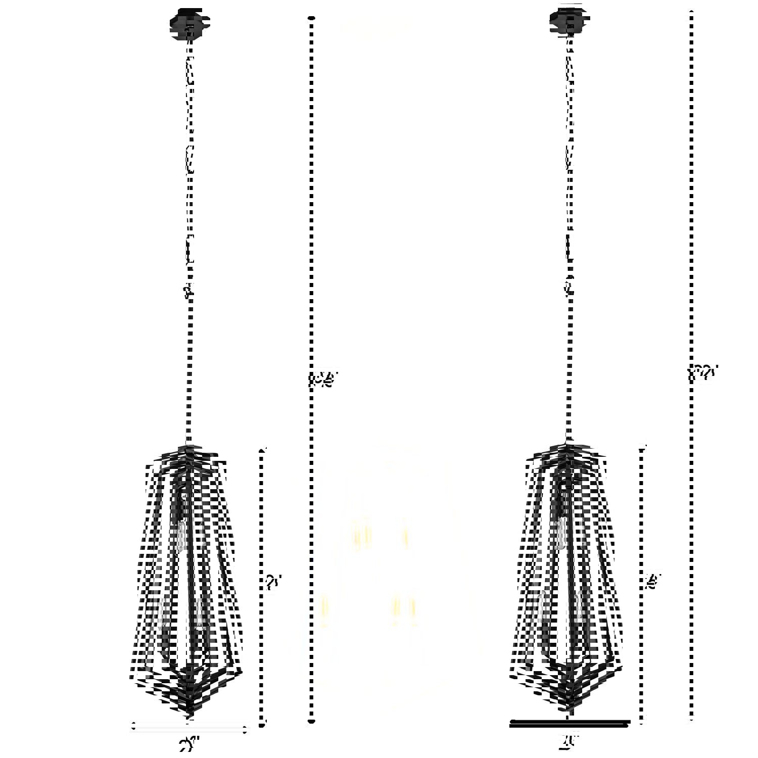 Gymnast 6-Lt Foyer Pendant - Black