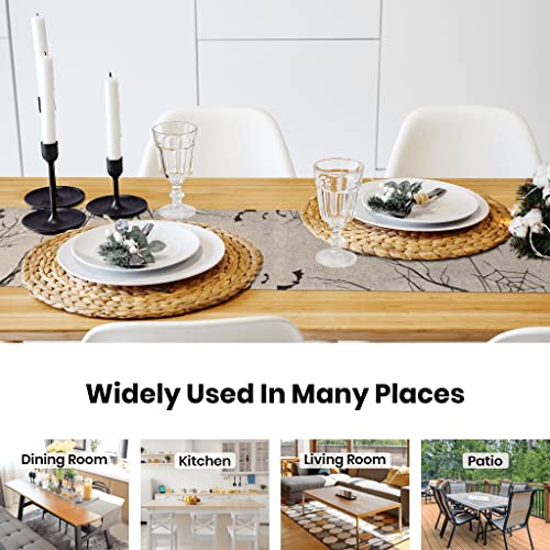 Halloween Table Runner - Vintage Skull Black Cat Burlap Dresser Cover