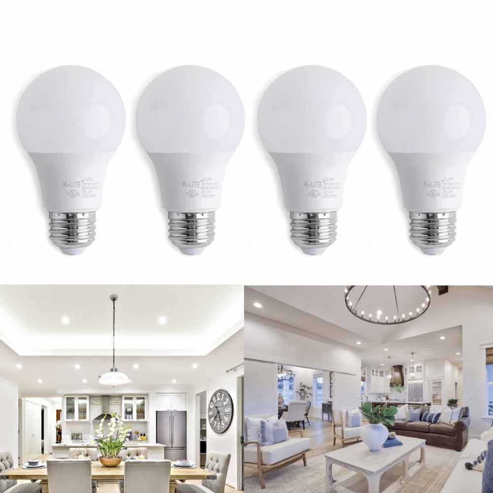 4 Pack A19 LED Light Bulbs 60W Equivalent, 9W 800 Lumens, Energy Efficient, UL Listed