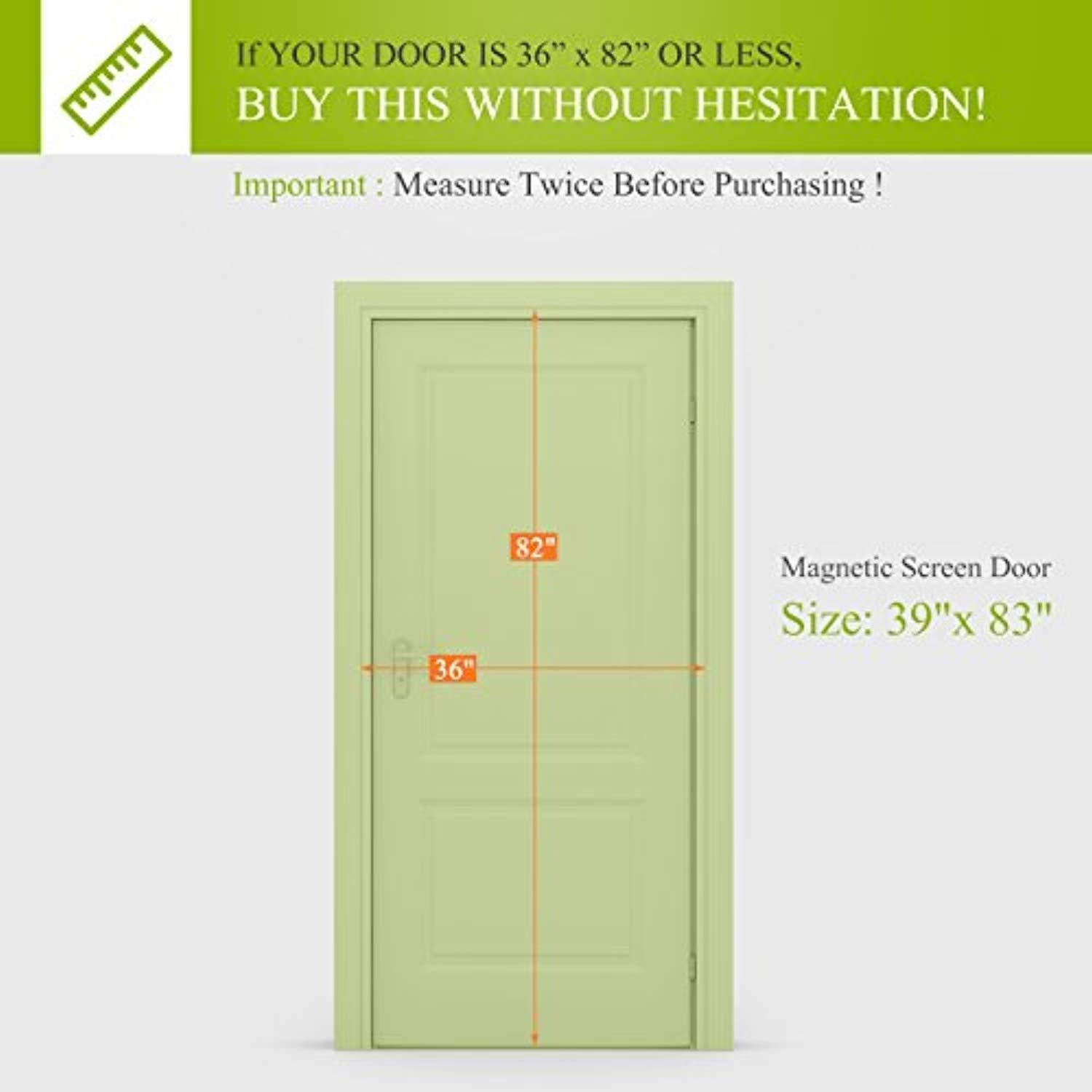 Homitt Upgraded Magnetic Screen Door with Durable Fiberglass Mesh - Fits Door Size up to 36x82