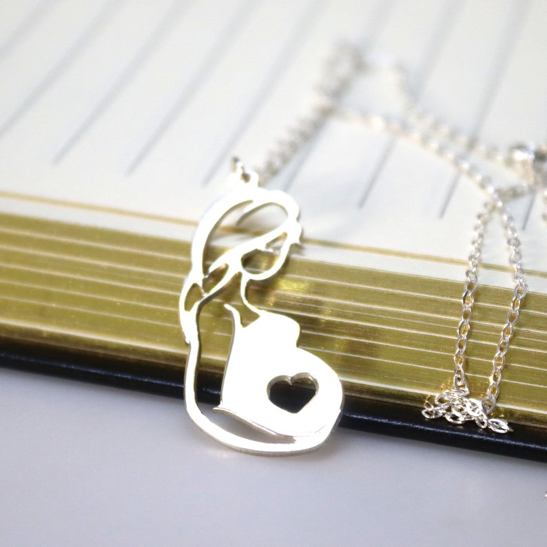 Sterling Silver Expecting Mother Necklace - Gift for New Mom