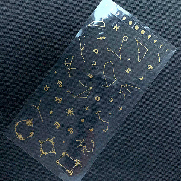 Gold Constellation Stickers - Zodiac Sign & Horoscope Decals for Crafts