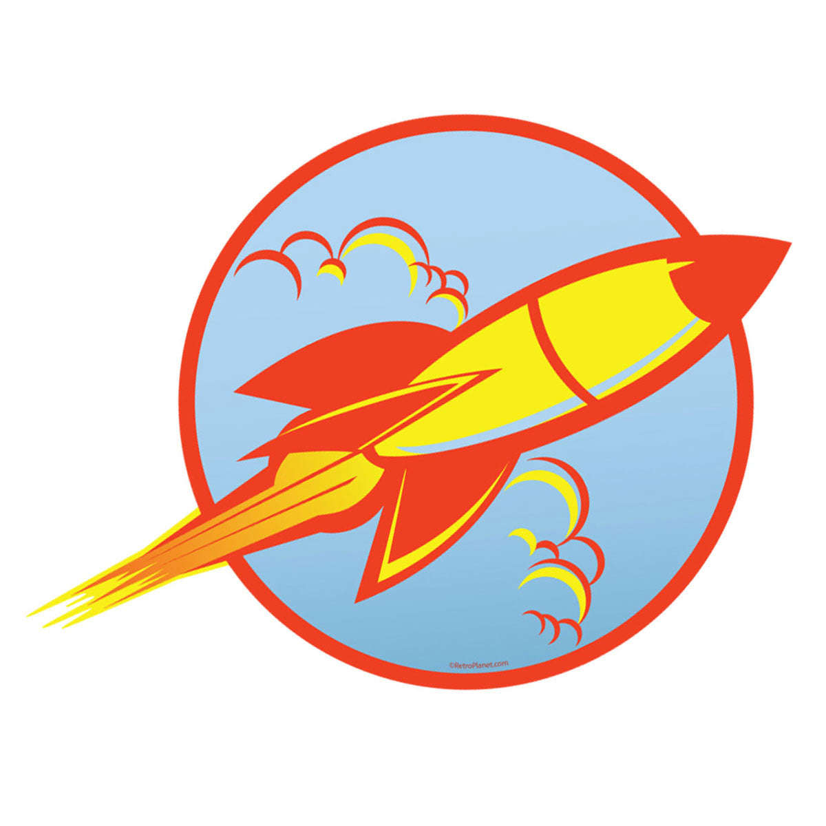 Space Ship 50s Style Rocket Wall Decal - Vintage Retro Design for Kids and Sci-Fi Fans