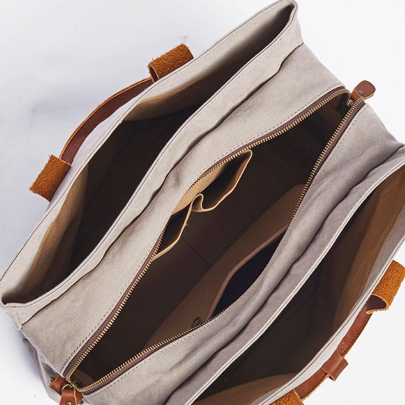 Men's Leather Canvas Travel Weekender Bag