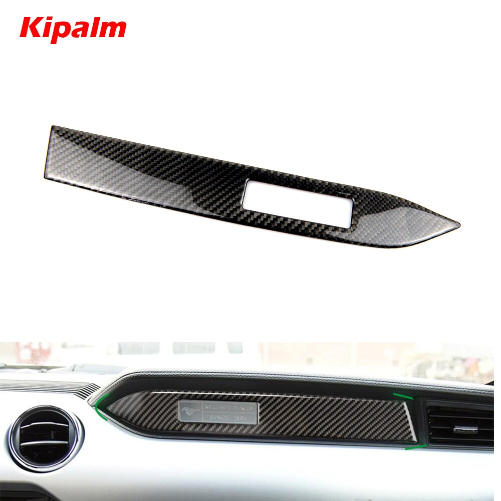 Kipalm Carbon Fiber Car Dashboard Decoration Strip Sticker for Ford Mustang 2015-2019