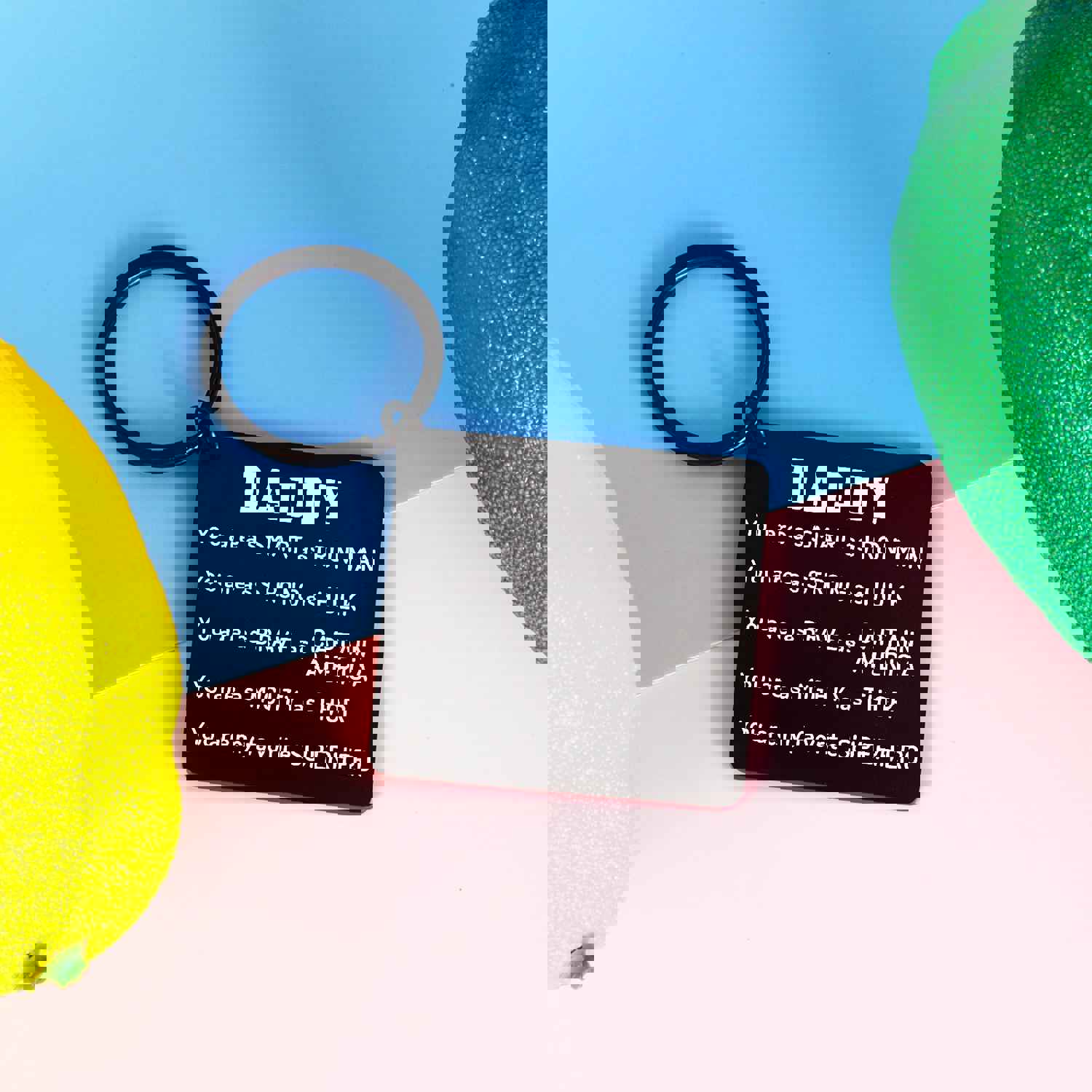 Superhero Dad Keychain - Fathers Day Gift from Daughter Son