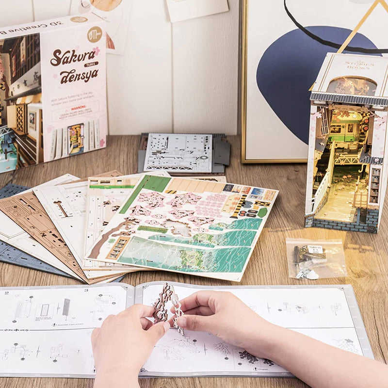 Book Nooks DIY 3D Wooden Puzzle - Miniature World Shelf Decor