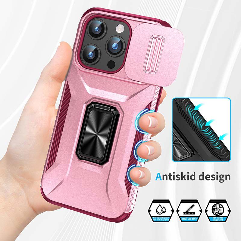 Casekis Ring Stand Shockproof Phone Case Red Wine