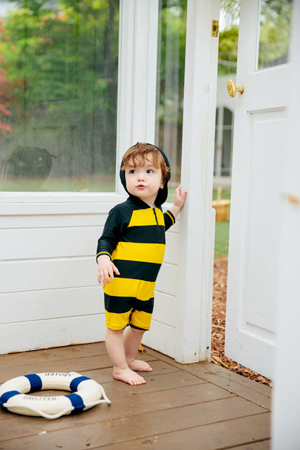 Honeybee Yellow Hoodie Baby 3/4 Sleeve Swimsuit