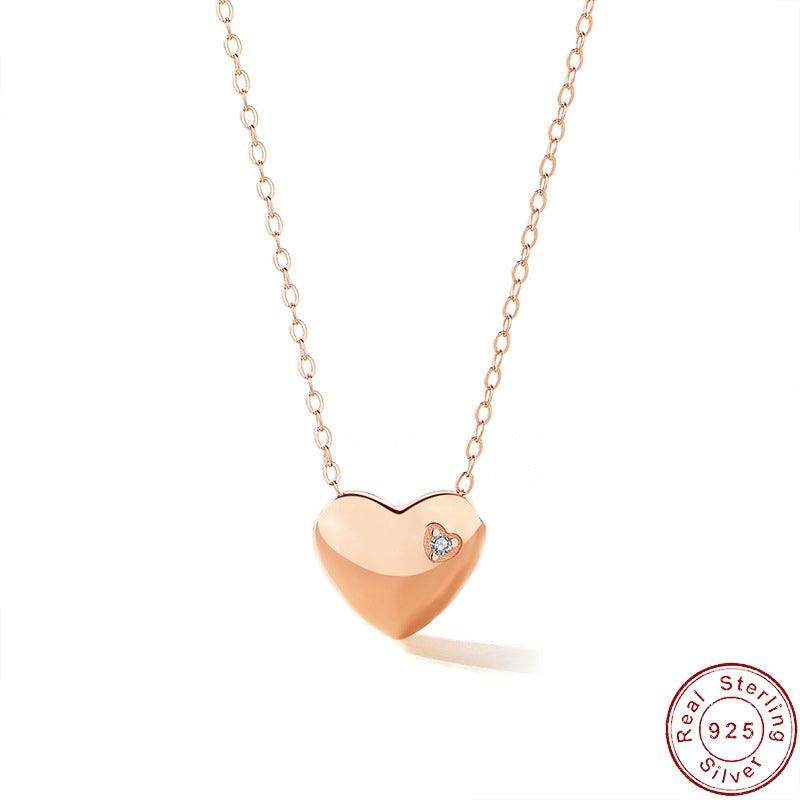 Authentic European S925 Sterling Silver Necklace with CZ Love Pendant for Women