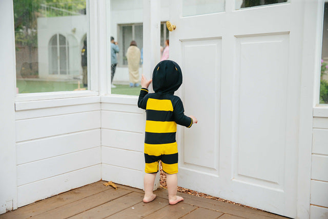 Honeybee Yellow Hoodie Baby 3/4 Sleeve Swimsuit