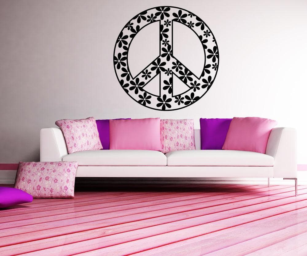 Vinyl Wall Decal Sticker Flower Peace Sign #1204 - Removable & Easy to Apply