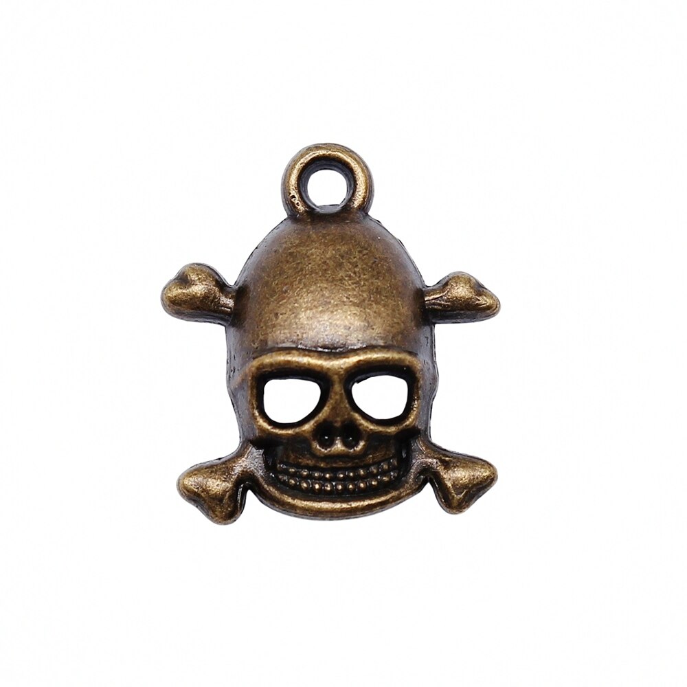 WYSIWYG 10pcs 20x18mm Skull Pendant Charms Antique Silver Color For Jewelry Making