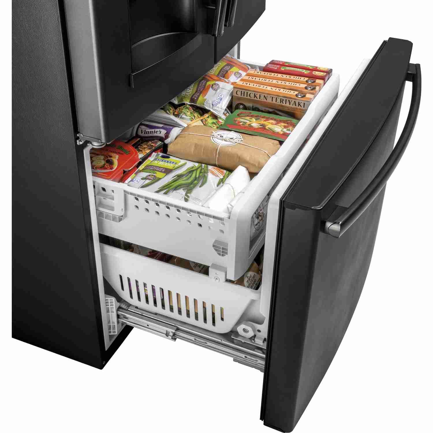 GE 36-inch, 27.8 cu.ft. Freestanding French 3-Door Refrigerator with Ice and Water Dispenser