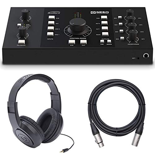 Audient Audio Nero Desktop Monitor Controller with Samson Stereo Headphones and XLR Mic Cable