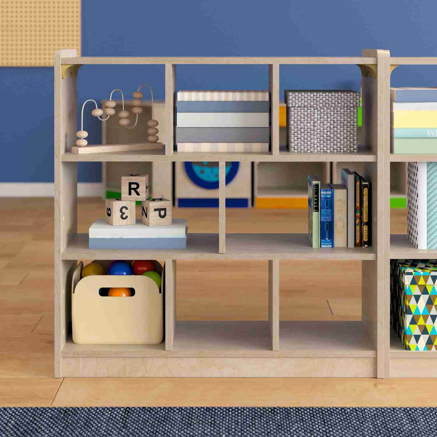 Bright Beginnings Commercial Grade 8-Section Modular Wooden Classroom Storage Unit