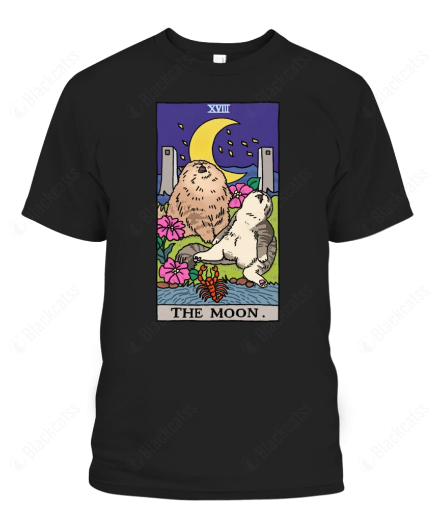 Sad Cat Meme The Moon Tarot Graphic T-Shirt
