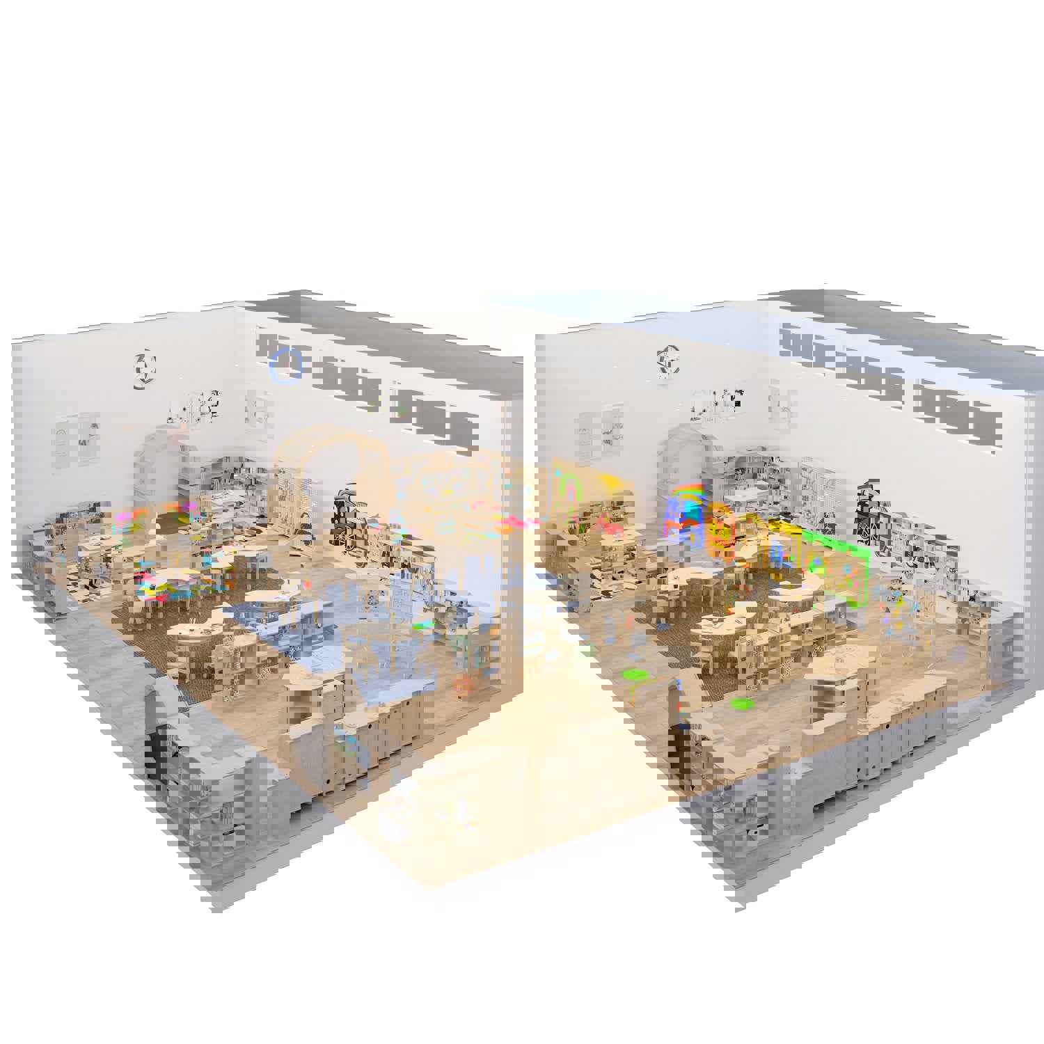 Bright Beginnings Commercial Grade 8-Section Modular Wooden Classroom Storage Unit