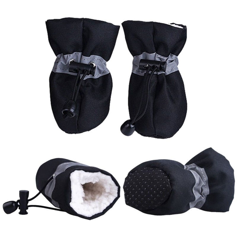4pcs Antiskid Puppy Shoes - Winter Waterproof Soft-soled Dog Shoes for Paw Protection