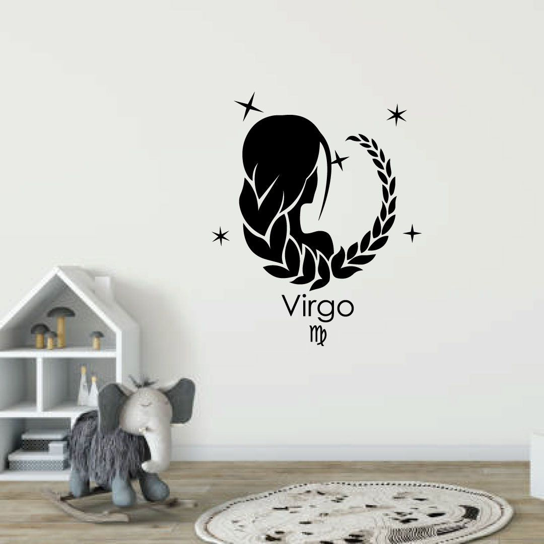 Horoscope Vinyl Wall Art Sticker Decal - Virgo Maiden Silhouette Earth Sign Symbol