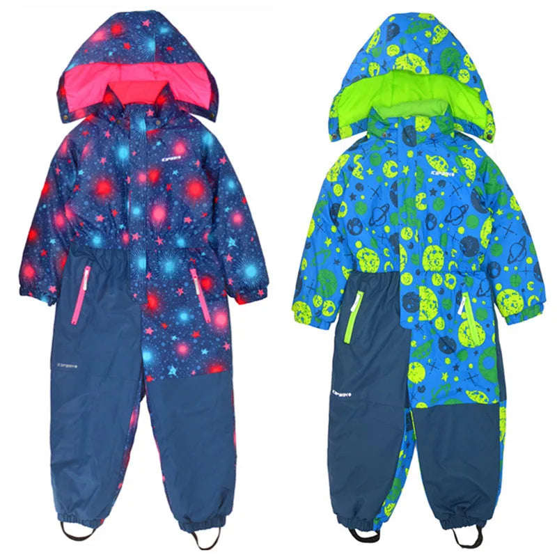 Quilted Waterproof Children's One-piece Ski Clothing
