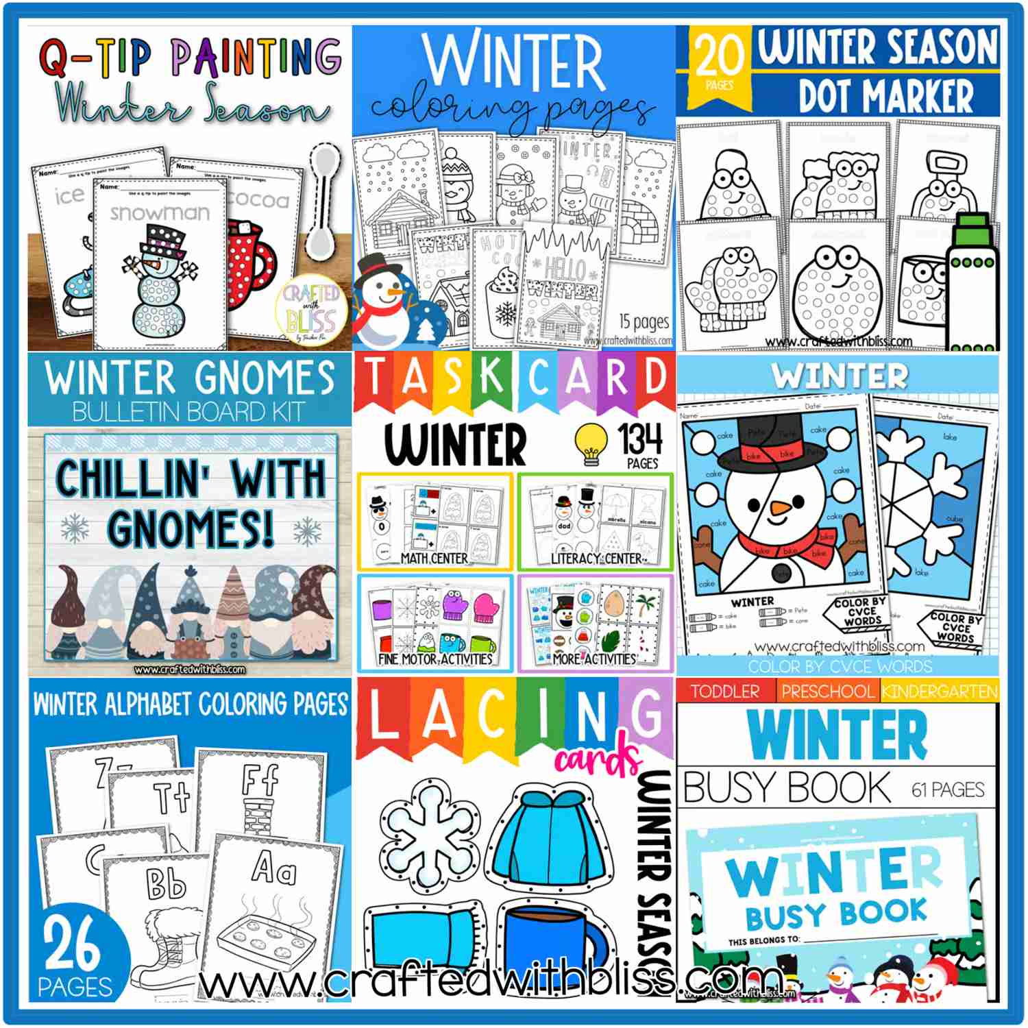 January Preschool-Kindergarten Bundle: Winter Activities & Crafts for Early Learners