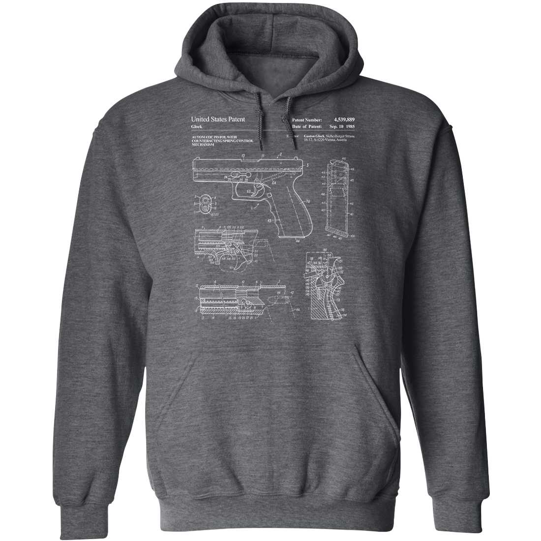 Glock Handgun Patent Mens Hoodie