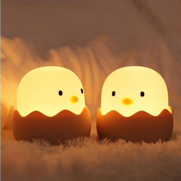 USB Rechargeable Soft Silicone LED Animal Chick Touch Night Light for Kids