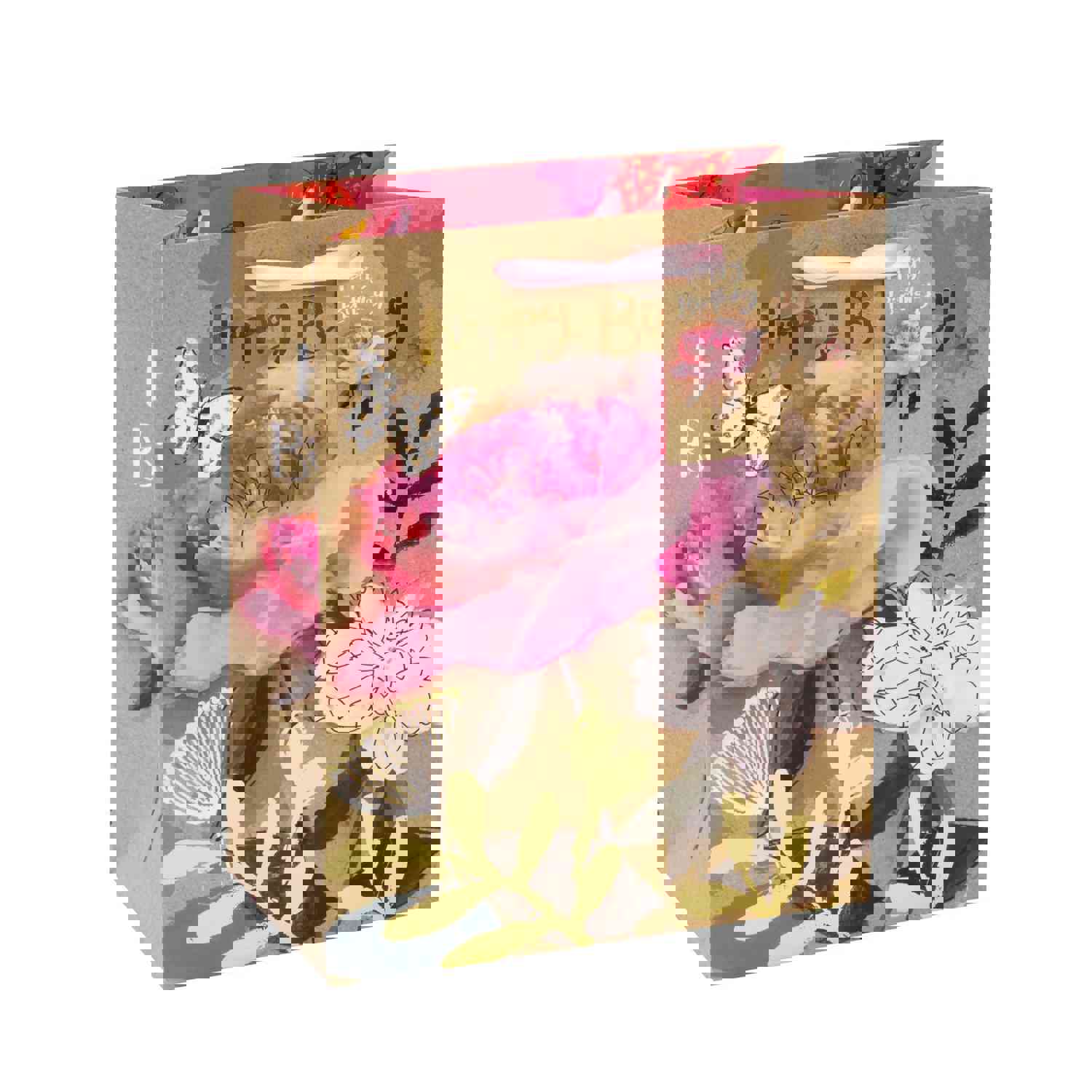 Large Big Flower Birthday Bag Hot Stamp, Matte, 4 Designs