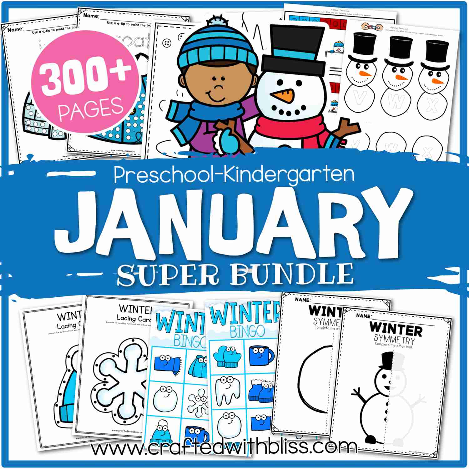 January Preschool-Kindergarten Bundle: Winter Activities & Crafts for Early Learners