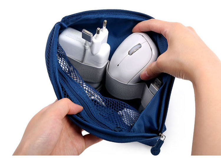 Lkblock Fashion Travel Zipper Cosmetic Bag for Women with USB Data Cable and Headset Storage