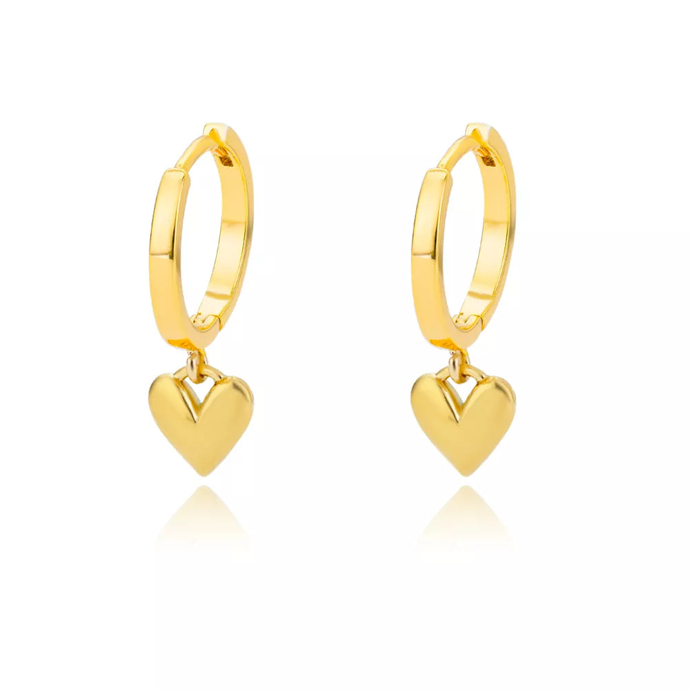 Stainless Steel Heart Earrings For Women - Vintage Gold Love Drop Earrings