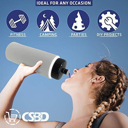 CSBD 32oz Sports Water Bottles, 4 Pack - Reusable, Leakproof, Customizable